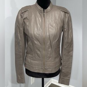 HINGE Seattle Taupe Motto Leather Jacket size Medium